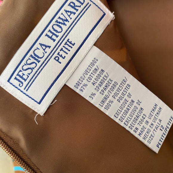 NWT Jessica Howard, Brown/Cream/Black Sleeveless dress, size 12P - Picture 4 of 6